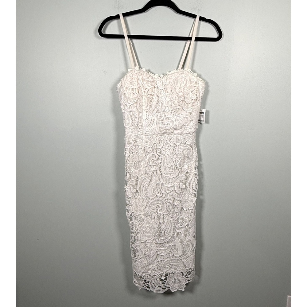 Charlotte Russe Womens Dress White Crocheted Lace Paisley Floral Overlay S New